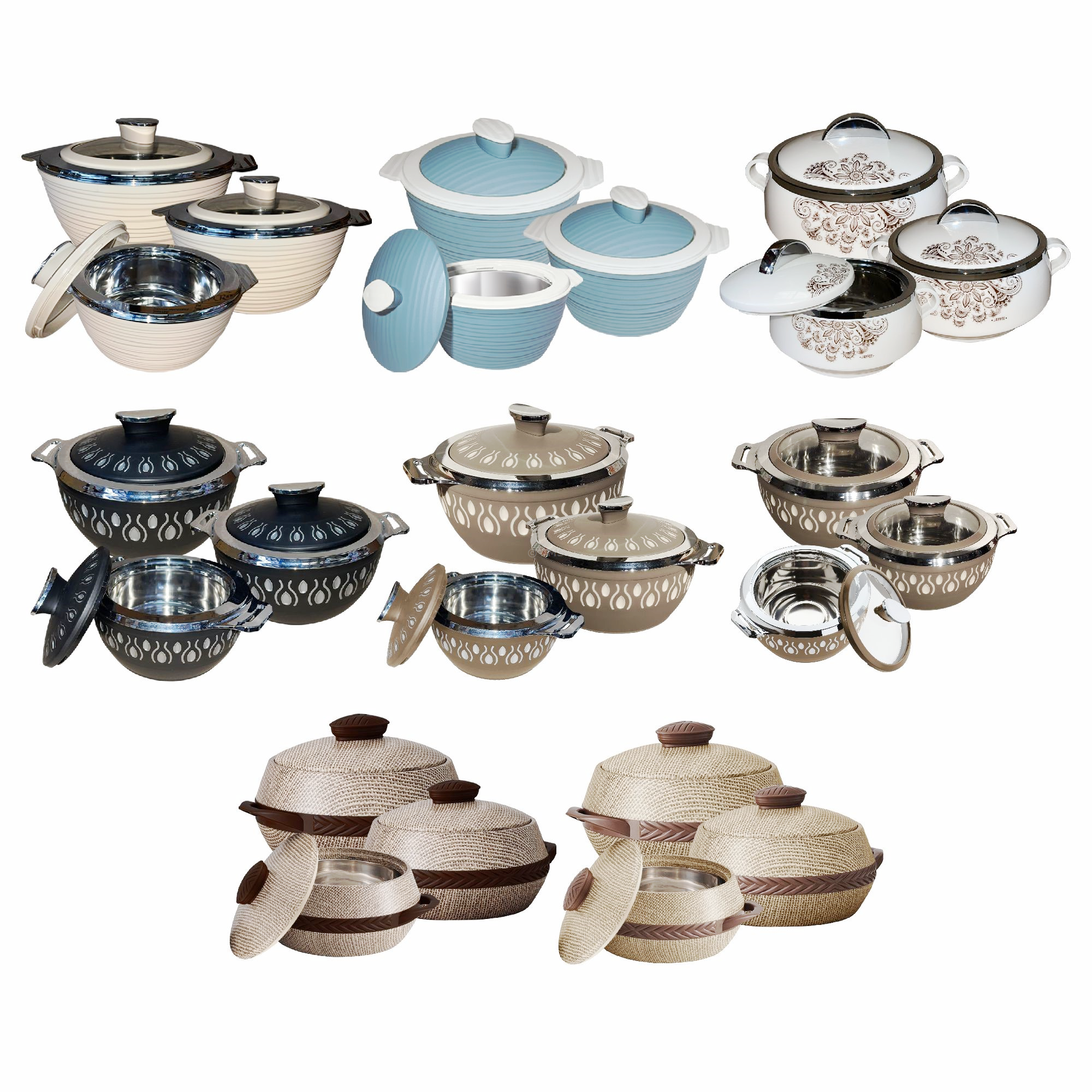 Insulated Casserole Dish Set with Stainless Steel Inner with Lid – Stackable Hot Pot Serving Bowls (Set of 3)