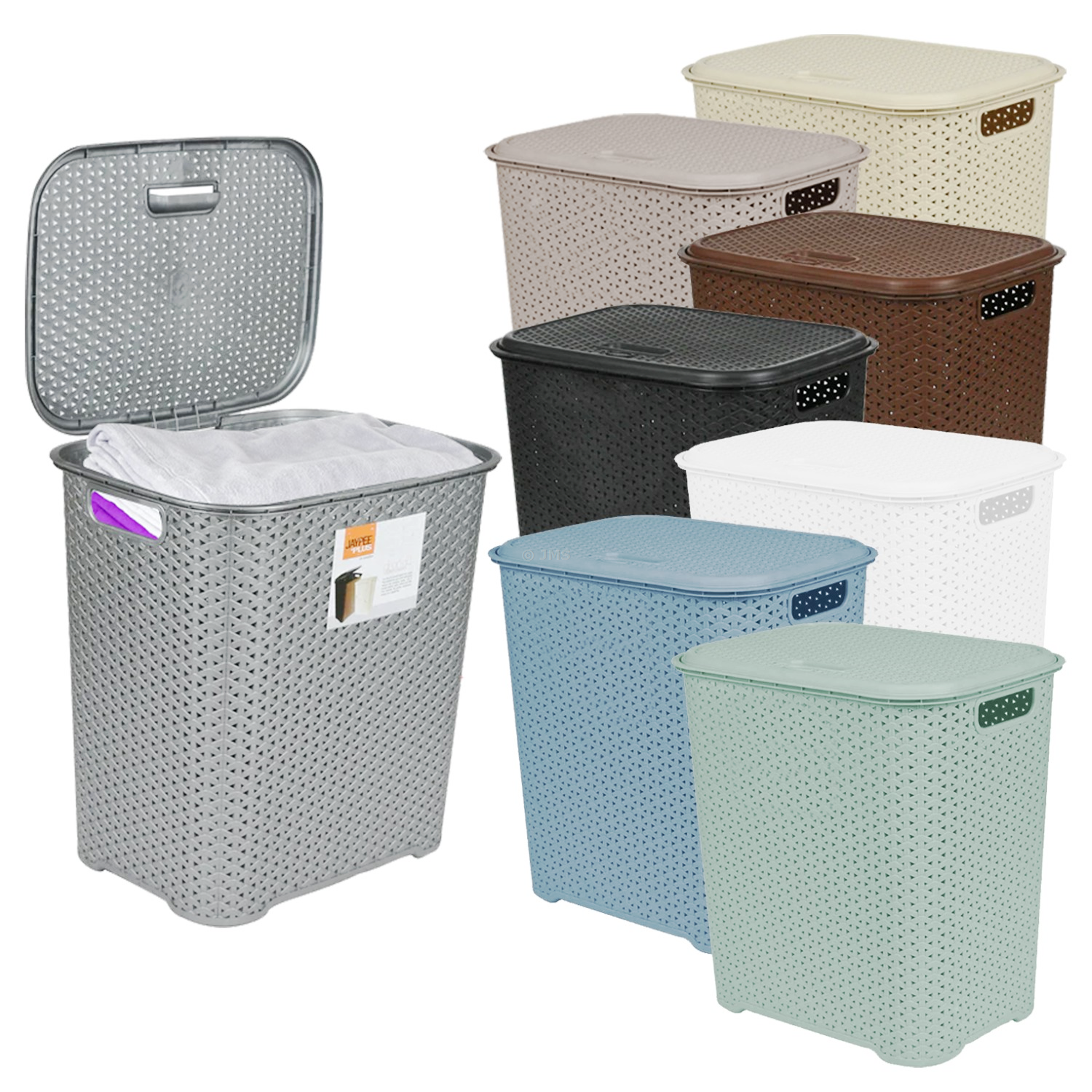 45L Ventilated Plastic Laundry Basket with Hinged Lid & Handles – Multipurpose Storage Bin