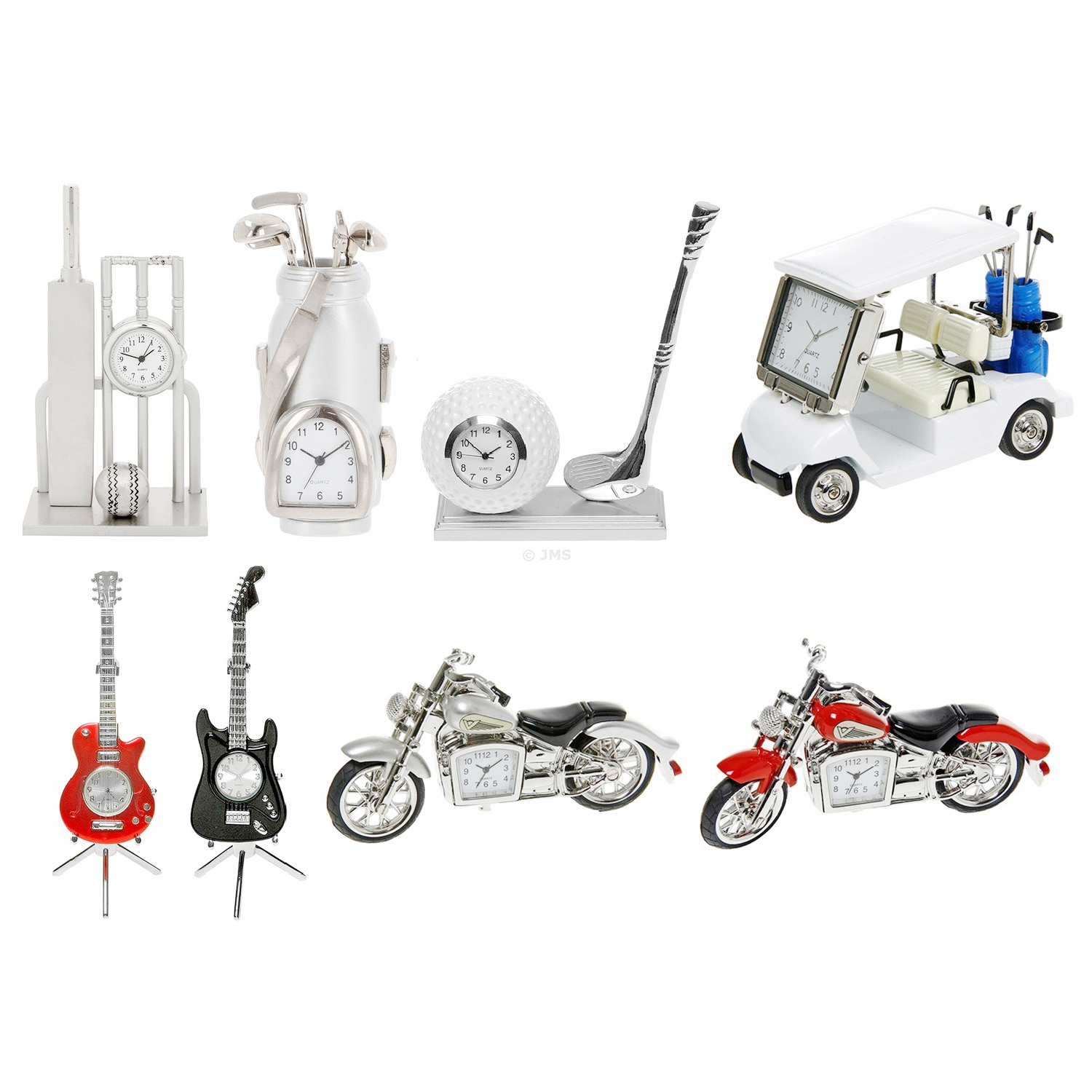 Miniature Sports & Music Themed Desk Clocks – Collectible Decorative Quartz Table Clocks Assorted Designs