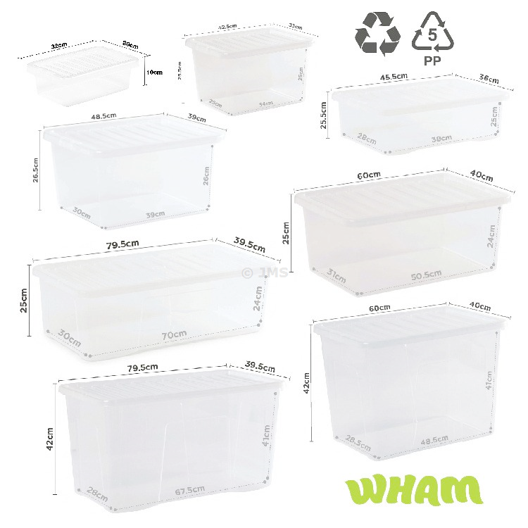 Crystal Clear Storage Box with Lid – Stackable Plastic Storage Container PP Organiser for Home, Office, Kitchen & Garage Available in Multiple Sizes