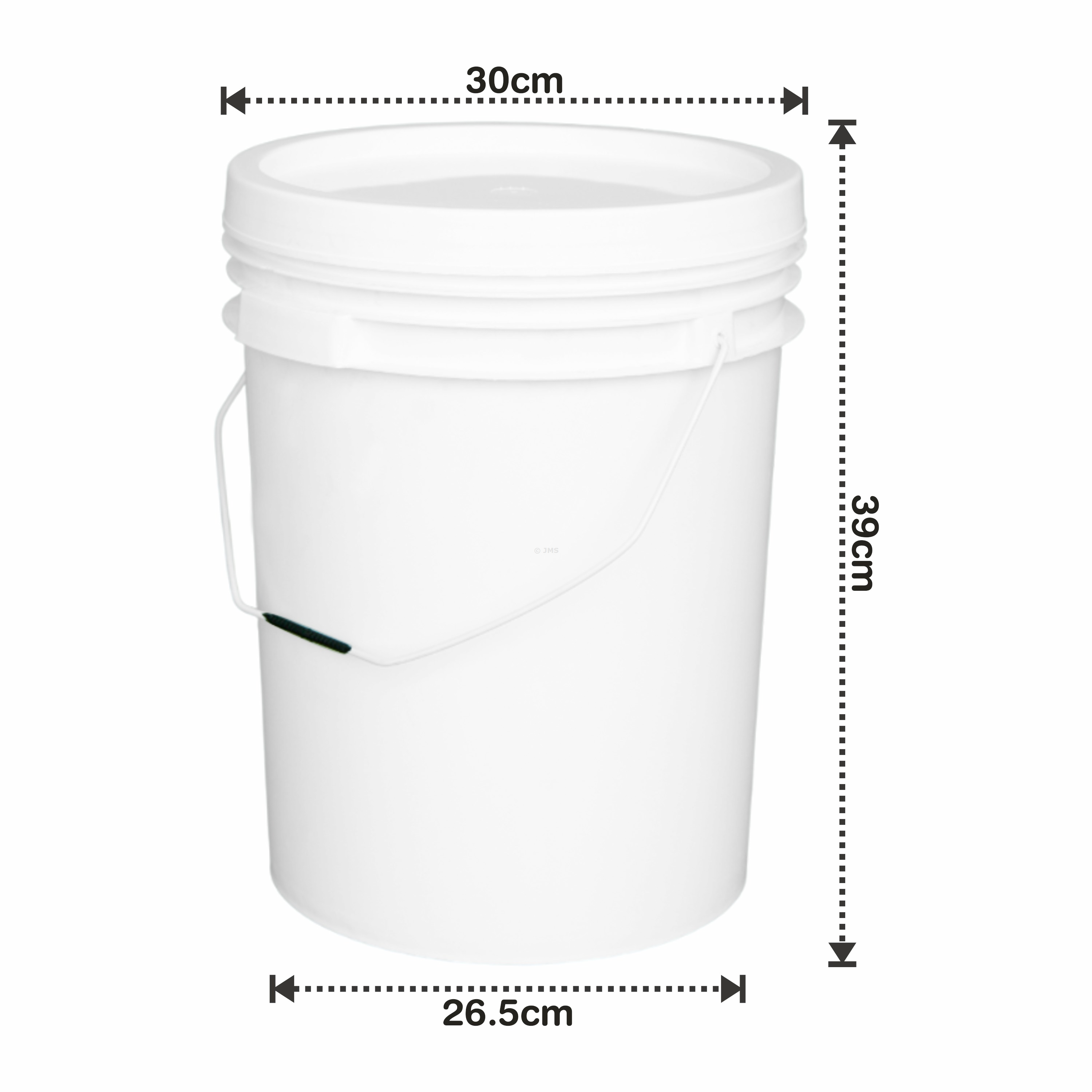 (Set of 7) 20L White Plastic Bucket with Lid Metal Handle Heavy Duty Multi-Purpose Storage