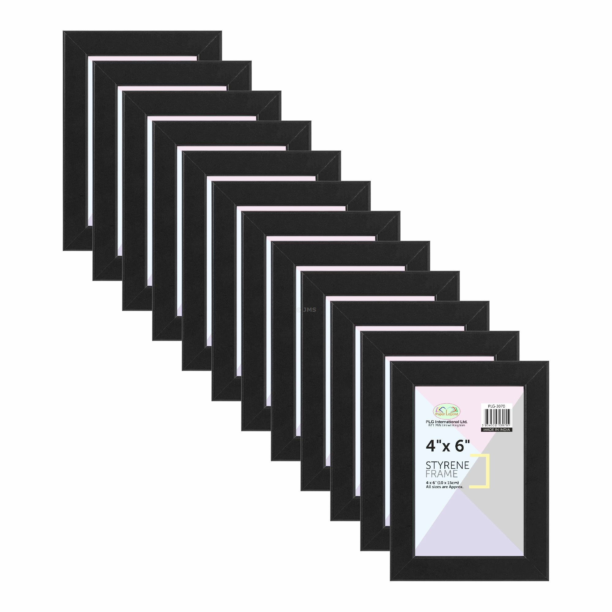 4  x 6  Black Photo Frame, Pack of 12, Easel Back Freestanding Wall Mountable Portrait Landscape Home Office
