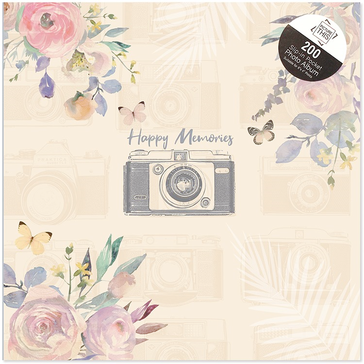 Happy Memories Design Slip-in Photo Album 200 Pockets 6 x4  Photographs Travel Festive Memories