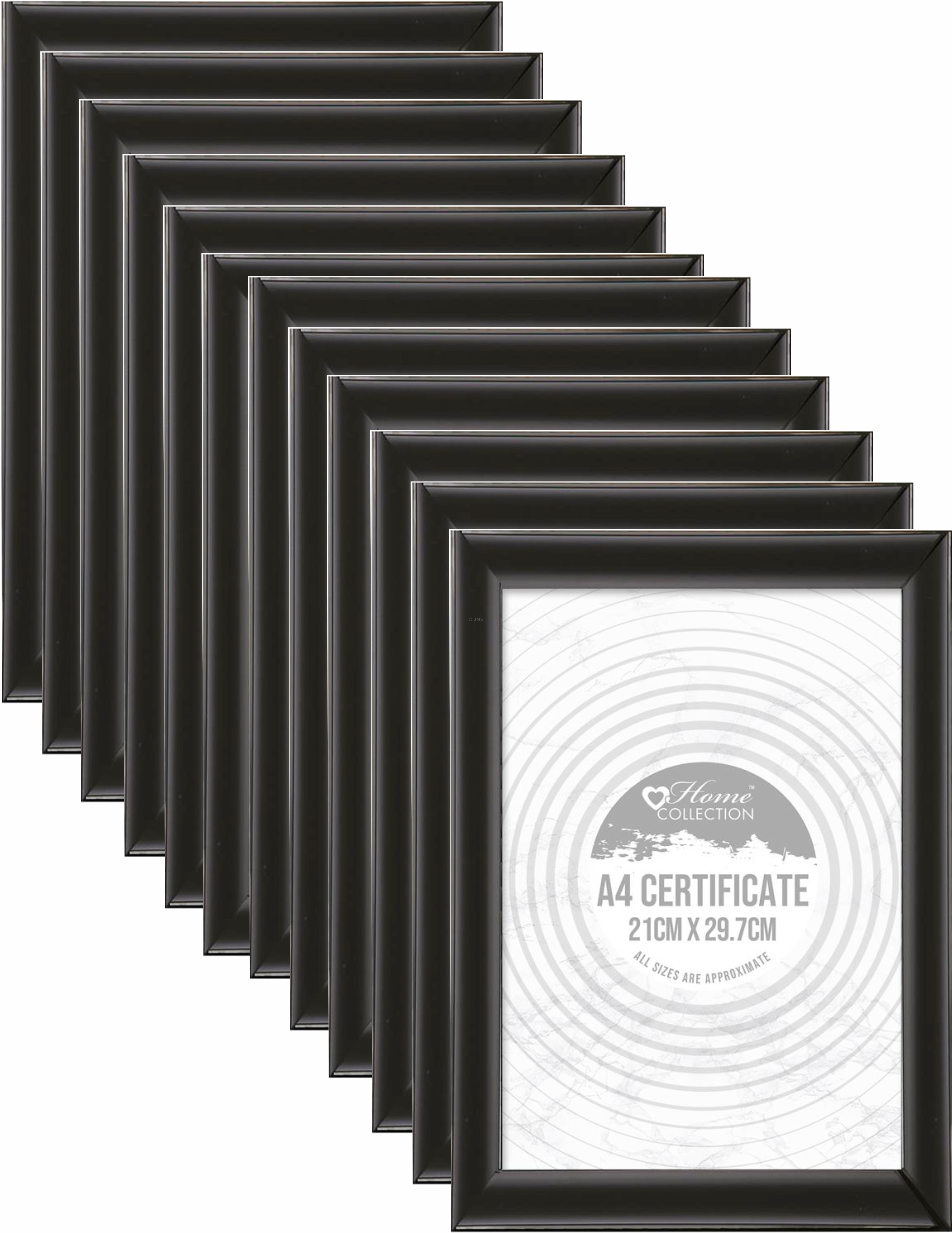 [Set of 12] A4 (21 x 29.7cm) Certificate Frames Black Styrene Photo Picture Frame Wall Mountable Poster Art