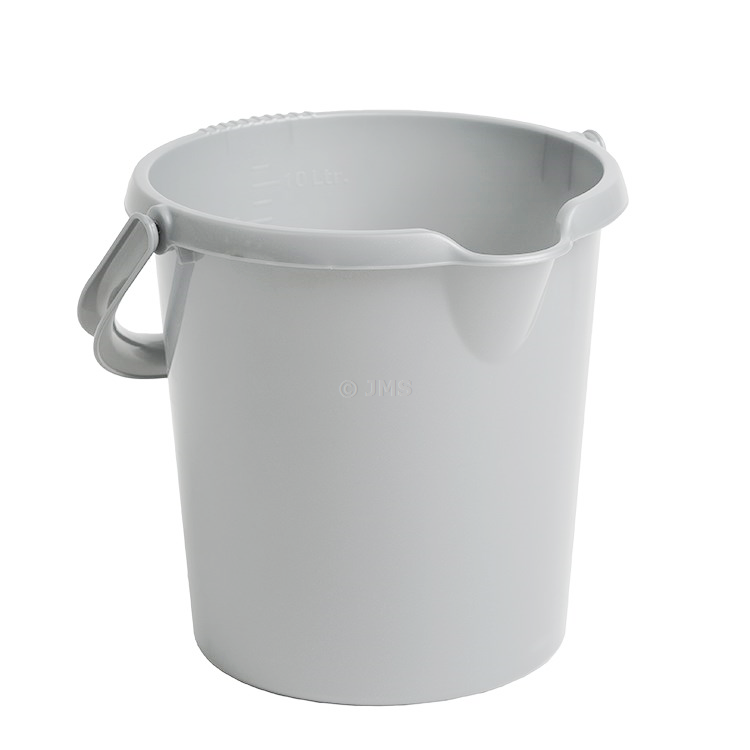 10L Bucket Silver Carry Handle Pouring Lip Graduated Capacity Markers Home