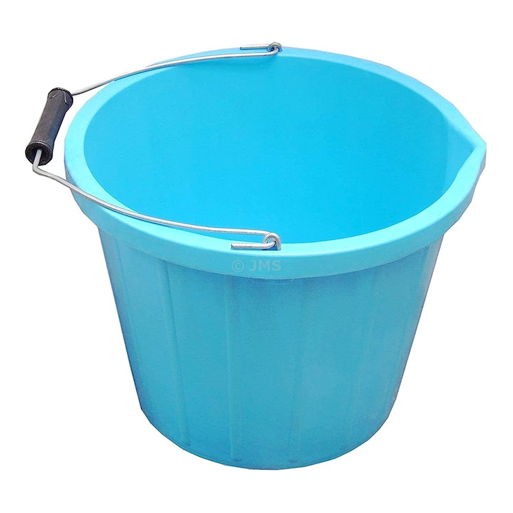 3 Gallon (14L) Plastic Builders Bucket Carry Handle Pouring Lip Water Storage Animal Feed Home Garden - Sky Blue 