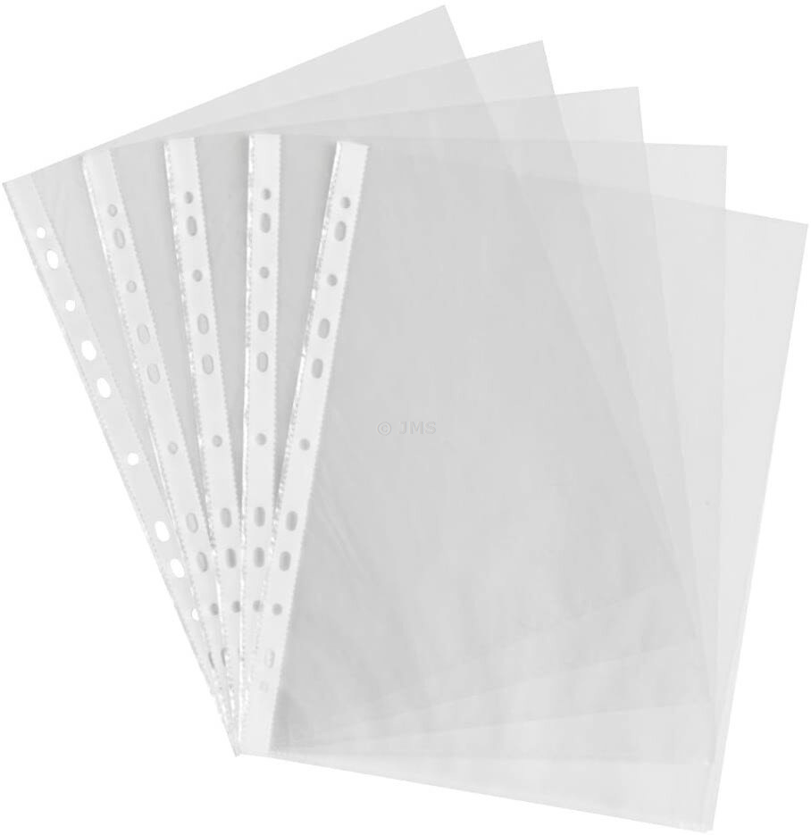 A4 Punched Pockets (Pack of 1200), Clear Strong Plastic Filing Wallet 60 Microns Sheet Protector Transparent Sleeves Top Opening Poly Pockets for Ring Binder Folders
