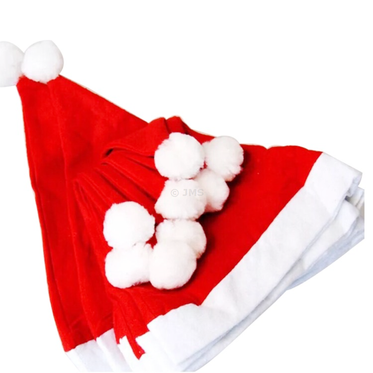 Pack of 12 Christmas Santa Hat Unisex Adult Kids Red Felt Father Cap Xmas Office Fun Party Events Fancy Costume Accessories