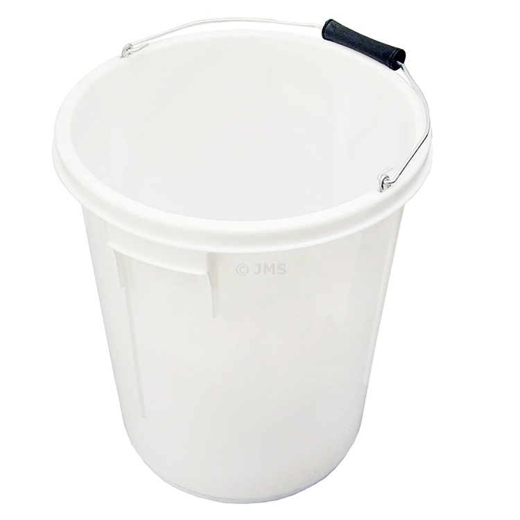 25L White Bucket with Metal Handle Plasterers Water Storage Mortar Mixing Bucket Home Garden