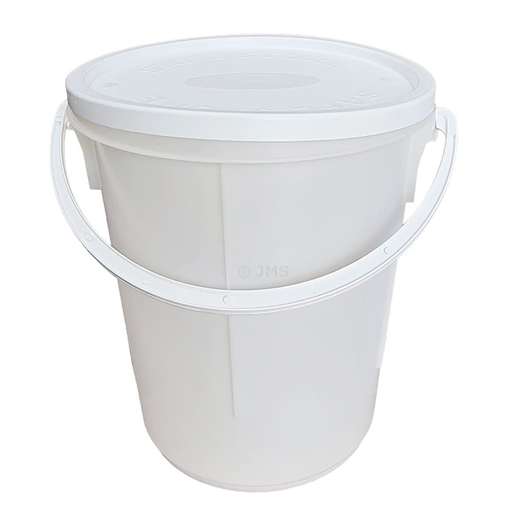 25L White Bucket with Lid and Handle Water Food Animal Feed Storage Gardening DIY Nutrient Mixing