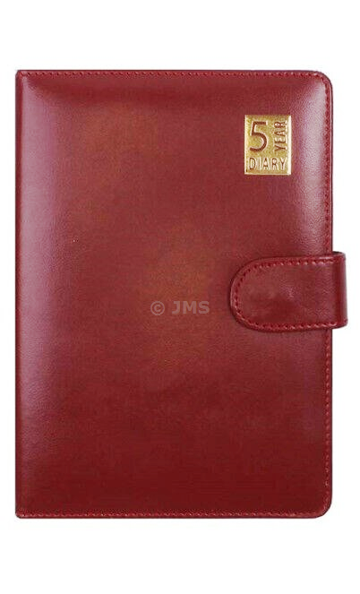 A5 Size 5 Years Undated Diary Leather Bound with Magnetic Lock - Red