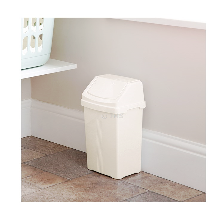Casa 8L Swing Bin Soft Cream Bathroom or Vanity Bin Refused Waste Dustbin Rubbish Home Office