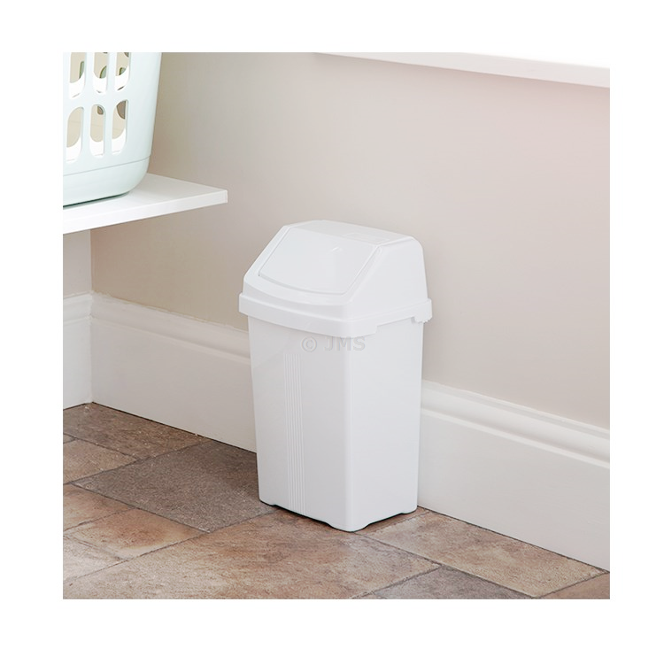 Casa 8L Swing Bin Ice White Bathroom or Vanity Bin Refused Waste Dustbin Rubbish Home Office