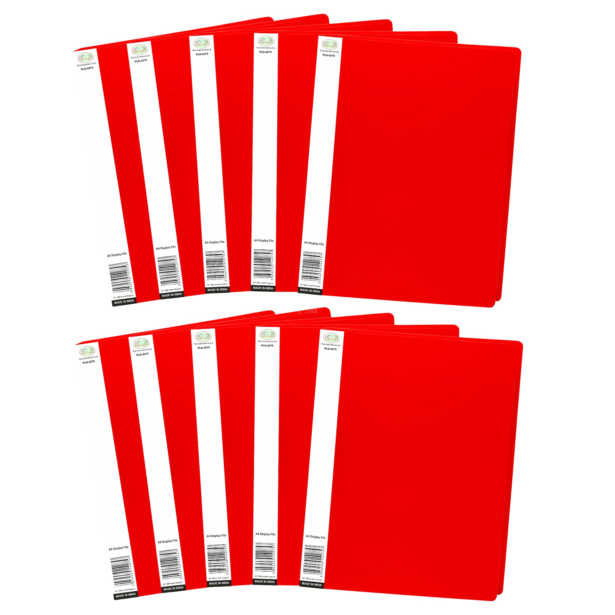 (Pack of 10) A4 Display Folders Portfolio Project Display Book with Plastic Sleeves Red 20 Pockets 40 View Page Poly Presentation Folder for Portfolios, Certificate, Document, Paperwork Organiser Holder Case