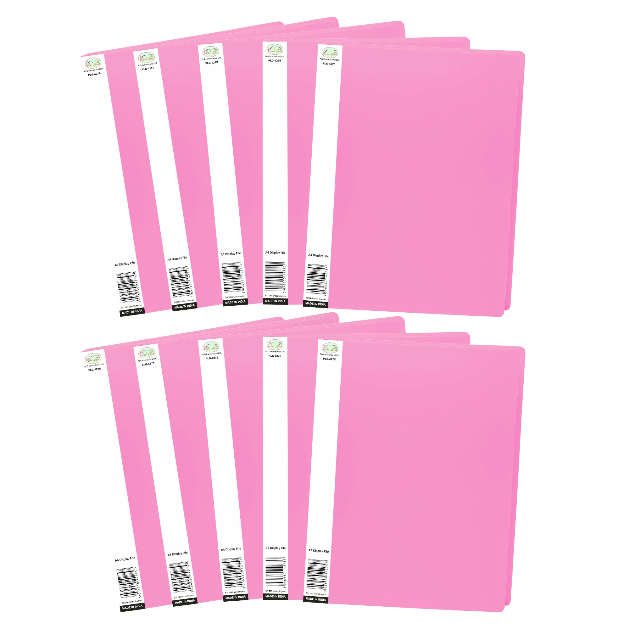 (Pack of 10) A4 Display Folders Pink Portfolio Project Display Book Plastic Sleeves 20 Pockets 40 View Page Poly Presentation Folder for Portfolios, Certificate, Document, Paperwork Organiser Holder Case