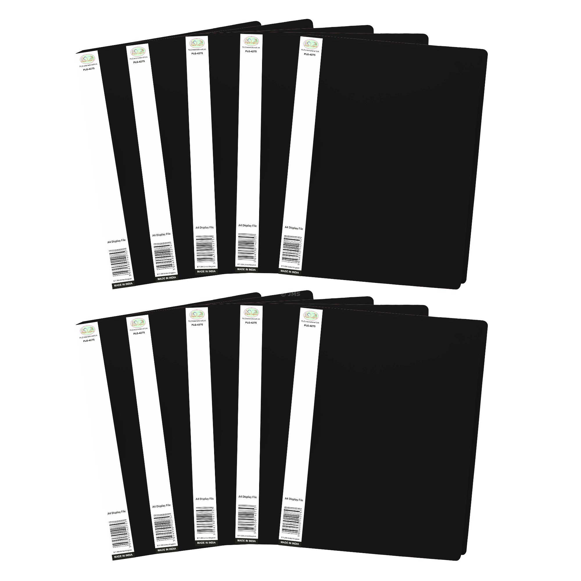 (Pack of 10) A4 Display Folders 20 Pockets/ 40 View Pages Black Display Book with Plastic Sleeves Certificate Size Document Folders Portfolio Presentation Project File Folders for Office,Home,School