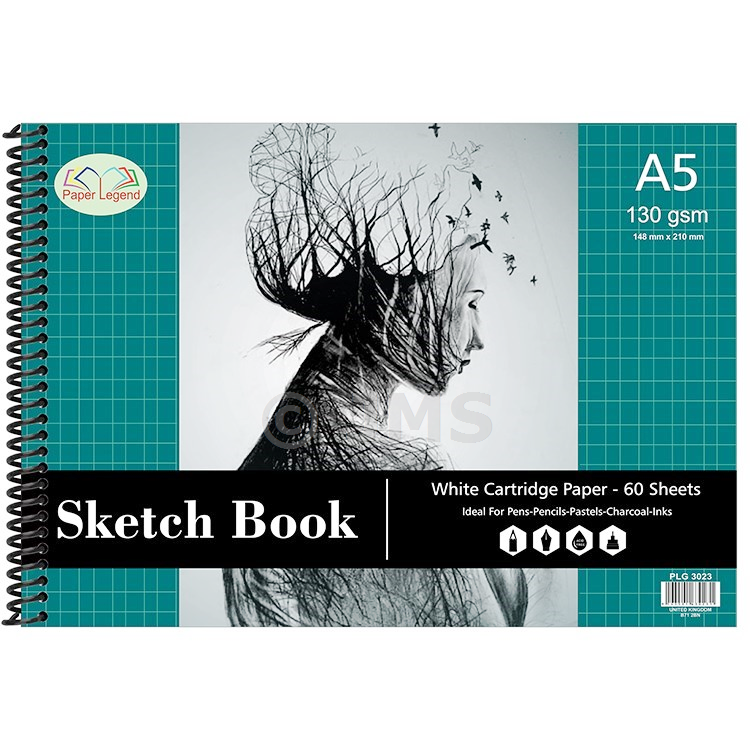 A5 Sketch Pad 60 Sheets 130 gsm Spiral Double Sided White Smooth Cartridge Art Paper Drawing Doodling Painting Sketching