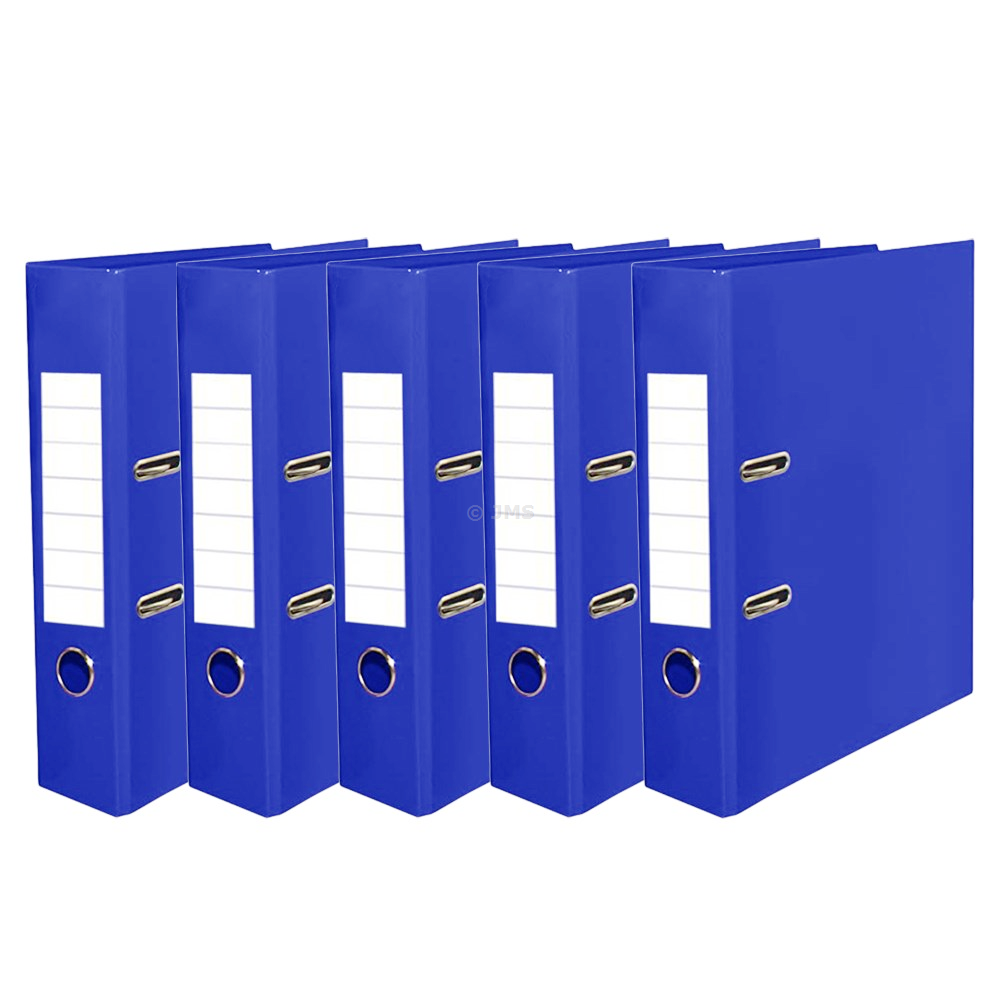 Pack of 5, Blue A4 Large 75mm Lever Arch Files Binder Folders Metal Edge & Finger Pull Spine Stationery Document Organisation Storage Paper for Office School