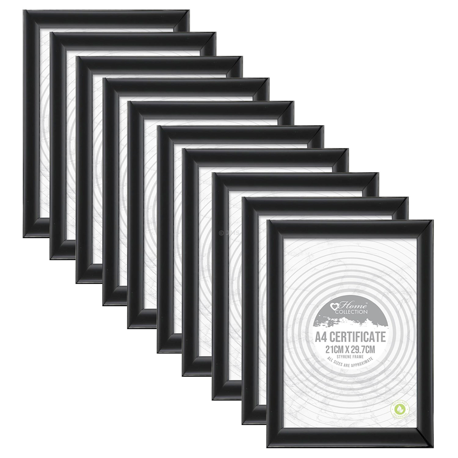 [Set of 10] Black Styrene Photo Picture Frame A4 (21 x 29.7cm) Certificate Frames Wall Mountable Poster Art