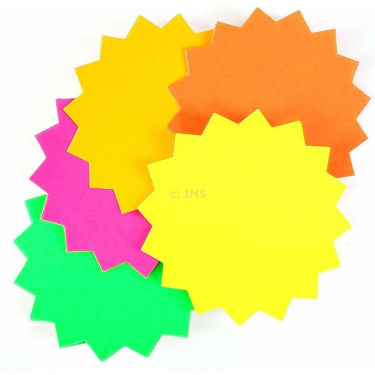 Pack of 20 Fluorescent Stars 6  Neon Assorted Colours Retail Display Shop Price Sale Signs