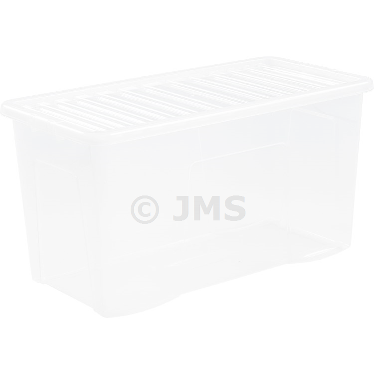 110 Litres Clear Plastic Storage Box with Lid Stackable Nestable Container Home Office