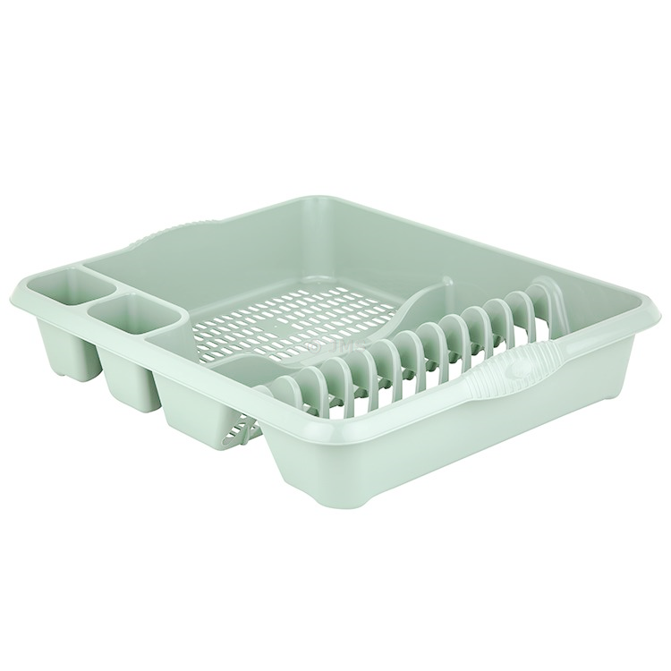Large Dish Drainer Plate and Cutlery Rack Holder High Grade Kitchen Plastic - SILVER SAGE