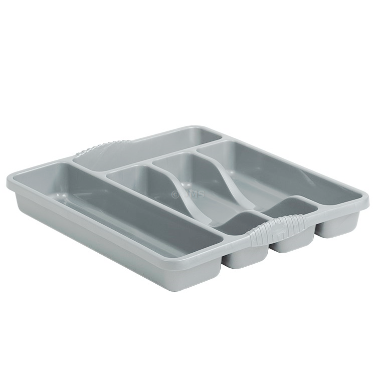 Small Cutlery Tray Drawer Insert Spoon Fork Organiser Kitchen Plastic - SILVER