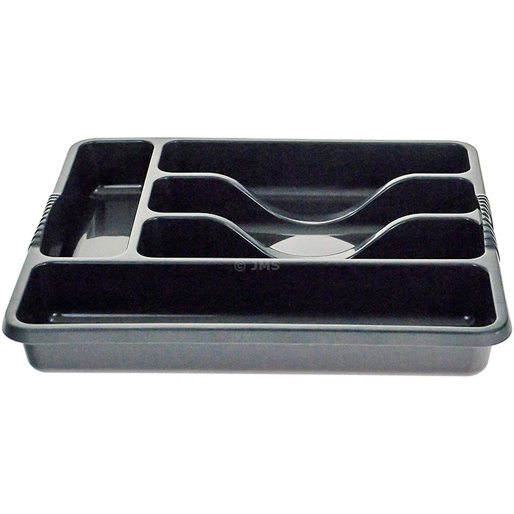 Small Cutlery Tray Drawer Insert Spoon Fork Organiser Kitchen Plastic - MIDNIGHT BLACK