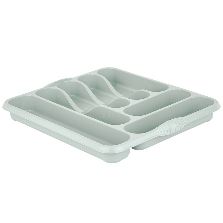Large Cutlery Tray Drawer Insert Spoon Fork Organiser Kitchen Plastic - SILVER SAGE