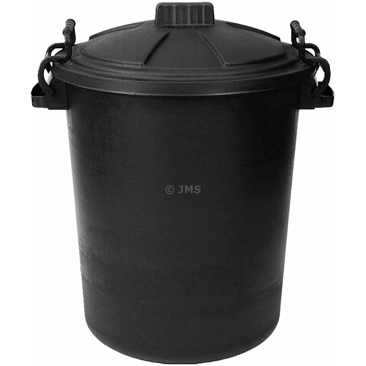 80L BLACK Dustbin Clip Lock Lid Trash Waste Bin Home Garden Animal Feed Storage Rubbish Refuse Bin