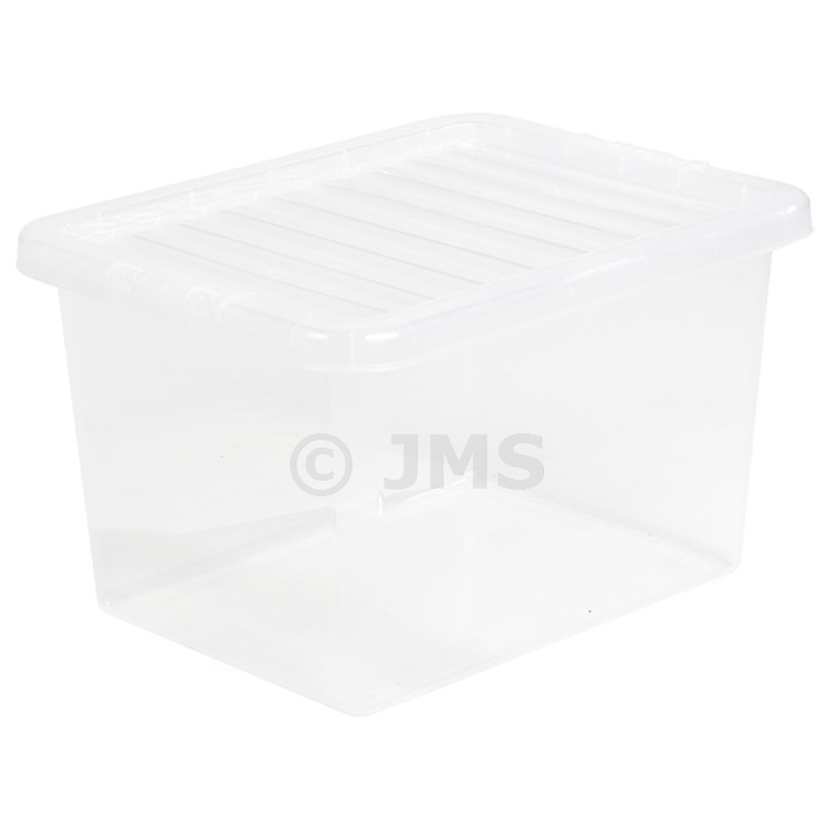 25 Litres Clear Plastic Storage Box with Lid Stackable Nestable Container Home Office