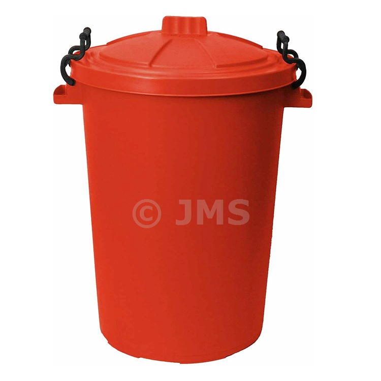 50L RED Dustbin Clip Lock Lid Trash Waste Bin Home Garden Animal Feed Storage Rubbish Refuse Bin