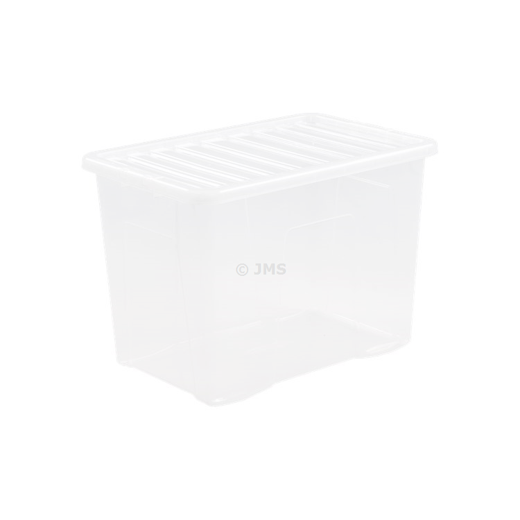 80 Litres Clear Plastic Storage Box With Assorted Lids Stackable Container Home Office