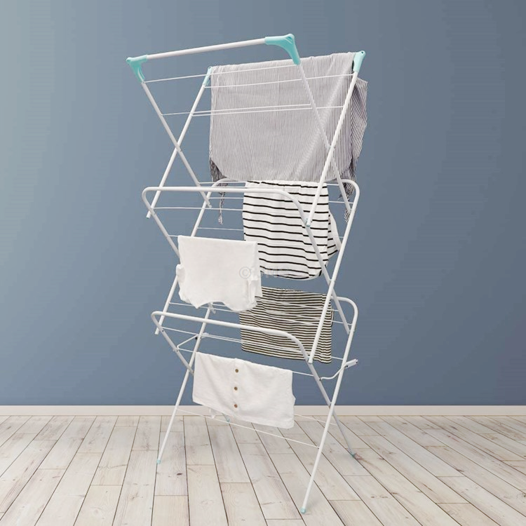 3 Tier Deluxe Folding Clothes Horse Airer / Dryer Indoor Outdoor Drying Rack - White