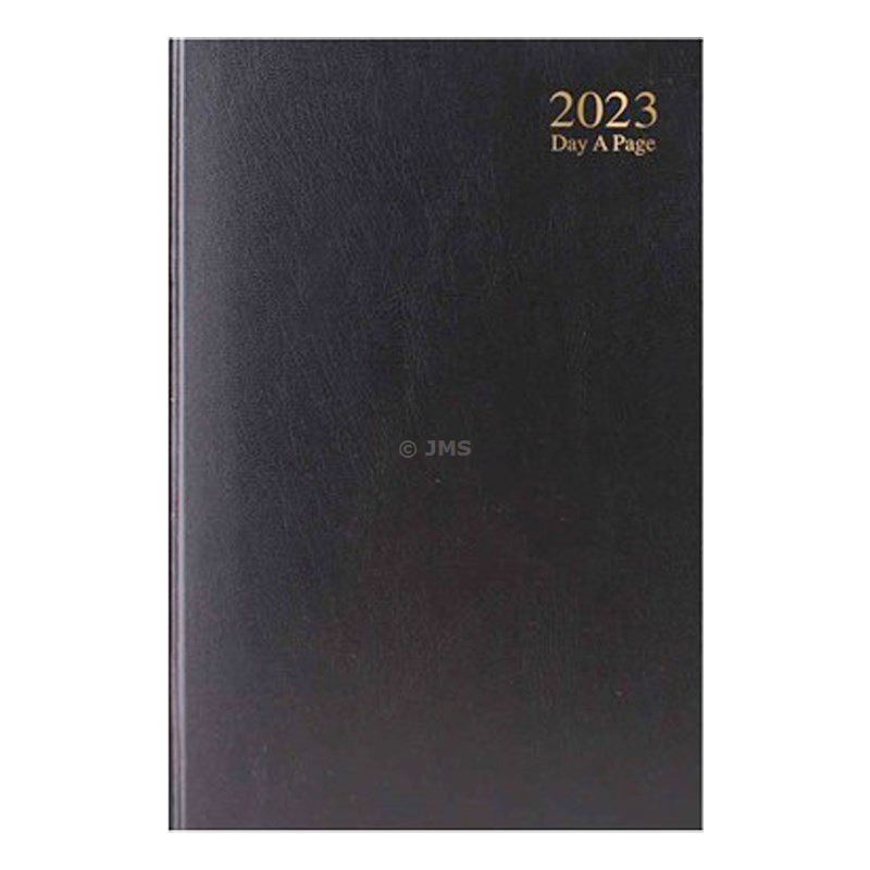 2023 A4 BLACK Day A Page Desk Diary SATURDAY SUNDAY SHARE PAGE Hardback Value Range Casebound Back Cover Home Office Business