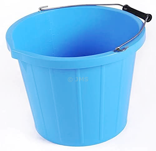 3 Gallon (14L) Plastic Builders Bucket Carry Handle Pouring Lip Water Storage Animal Feed Home Garden - Sky Blue 