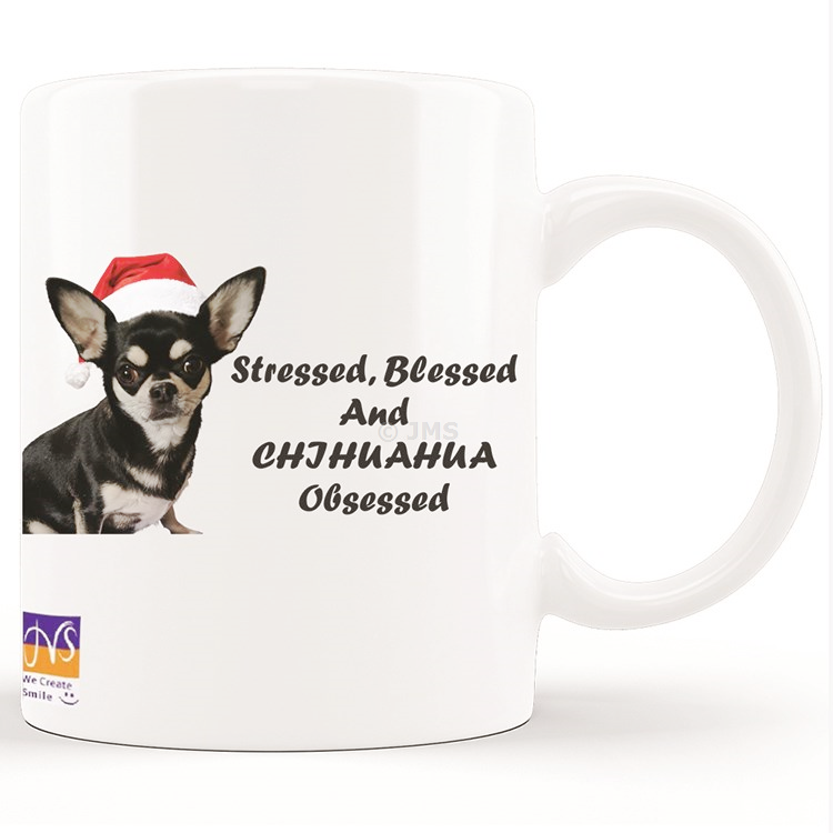 Chihuahua Dog Mugs Coffee Tea Mug Pet Lover Novelty Gift Home Office - Stressed, Blessed And Chihuahua Obsessed