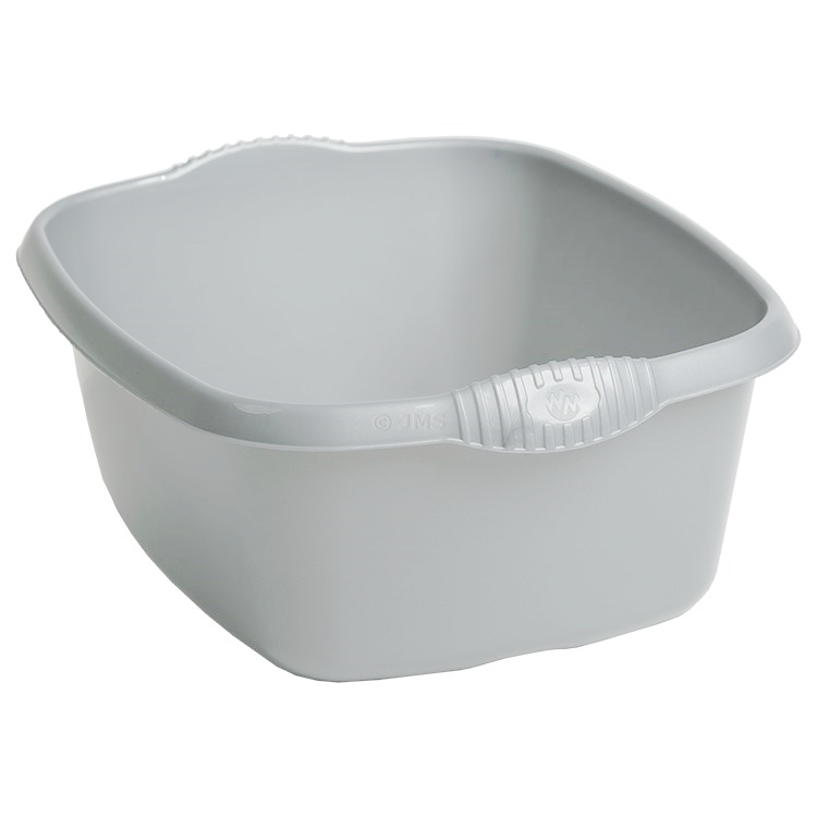 Casa 39cm Washing Up Rectangular Bowl Silver 12L Capacity Integral Handles Home Kitchen Sink Basin
