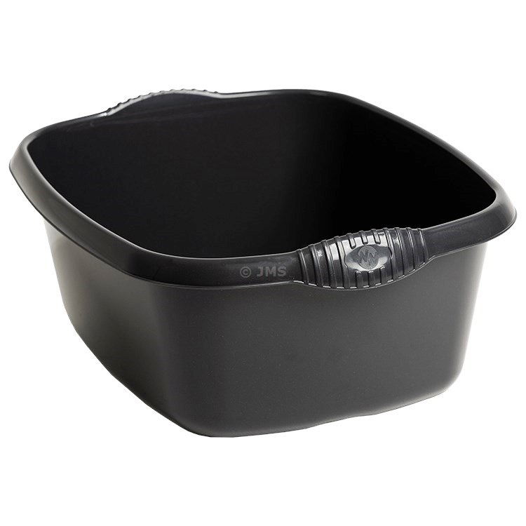 Casa 39cm Washing Up Rectangular Bowl Midnight Black 12L Capacity Integral Handles Home Kitchen Sink Basin