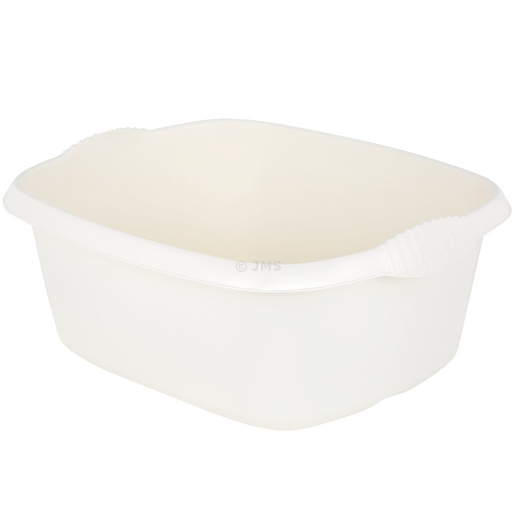 Casa 39cm Washing Up Rectangular Bowl Soft Cream 12L Capacity Integral Handles Home Kitchen Sink Basin