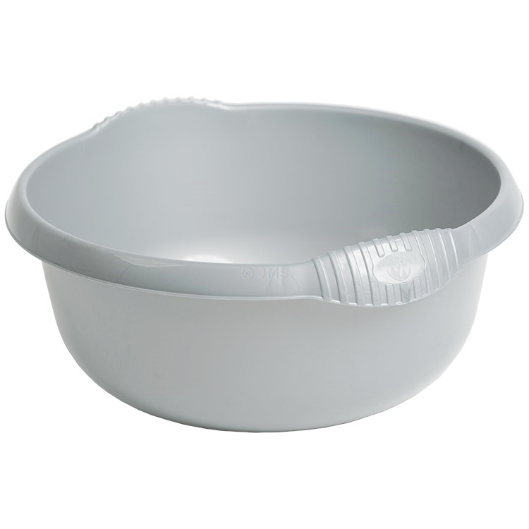 Casa 36cm Washing Up Round Bowl Silver 10L Capacity Integral Handles Home Kitchen Sink Basin