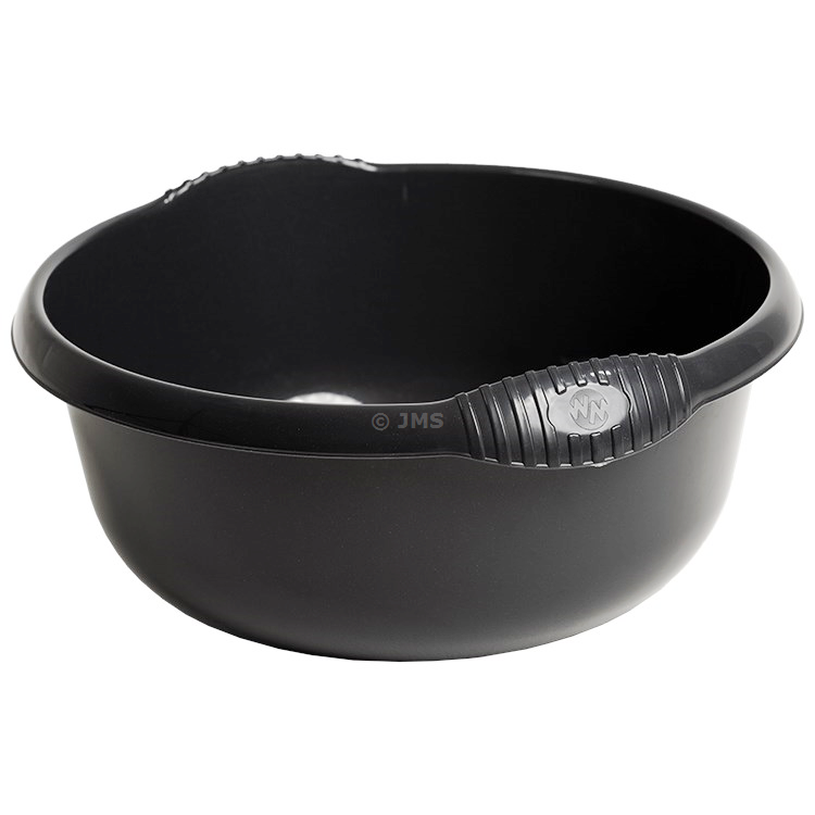 Casa 36cm Washing Up Round Bowl Midnight Black 10L Capacity Integral Handles Home Kitchen Sink Basin