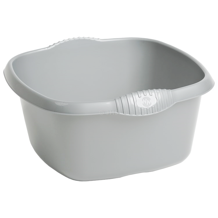Casa 32cm Washing Up Square Bowl Silver 9L Capacity Integral Handles Home Kitchen Sink Basin