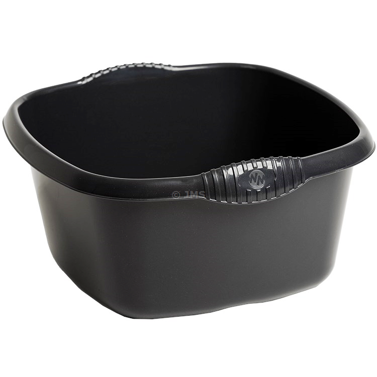Casa 32cm Washing Up Square Bowl Midnight Black 9L Capacity Integral Handles Home Kitchen Sink Basin