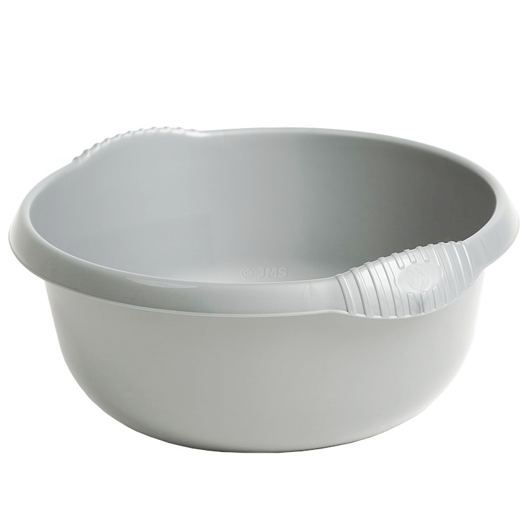 Casa 28cm Washing Up Round Bowl Silver 5L Capacity Integral Handles Home Kitchen Sink Basin