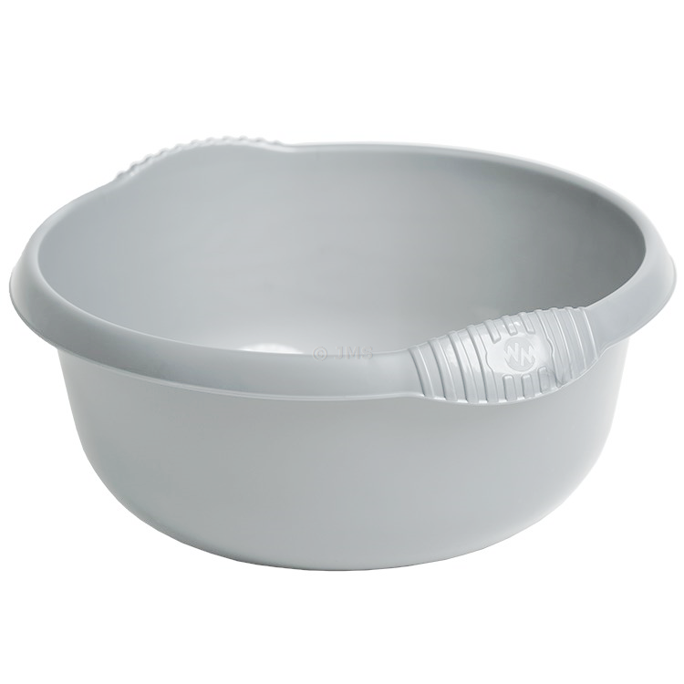 Casa 32cm Washing Up Round Bowl Silver 7L Capacity Integral Handles Home Kitchen Sink Basin