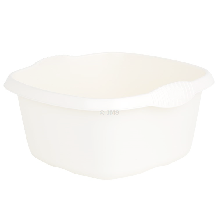 Casa 32cm Washing Up Square Bowl Soft Cream 9L Capacity Integral Handles Home Kitchen Sink Basin