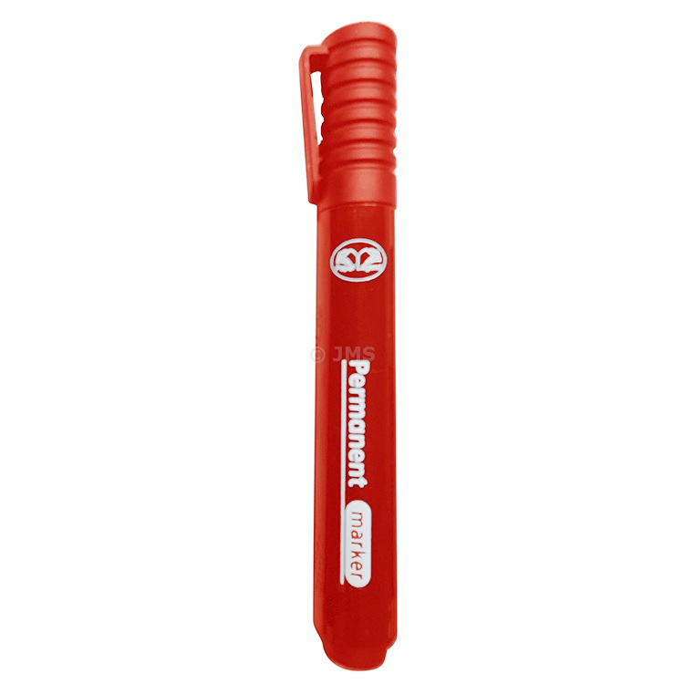12 Red Permanent Marker Pens 2mm Bullet Tip Waterproof Smudge Resistant Metal Glass Wood Home Office School 