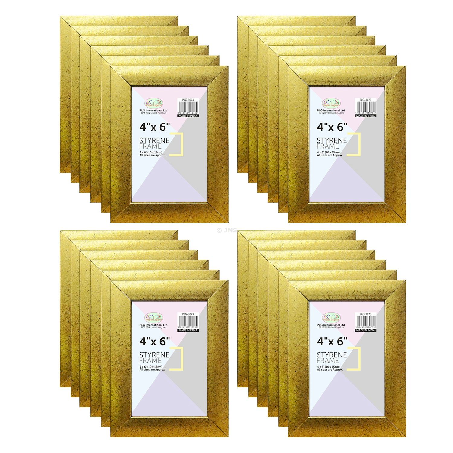 [Box of 24] 4 x 6  Gold Photo Picture Frame Styrene Wall Portrait Landscape Home Office 