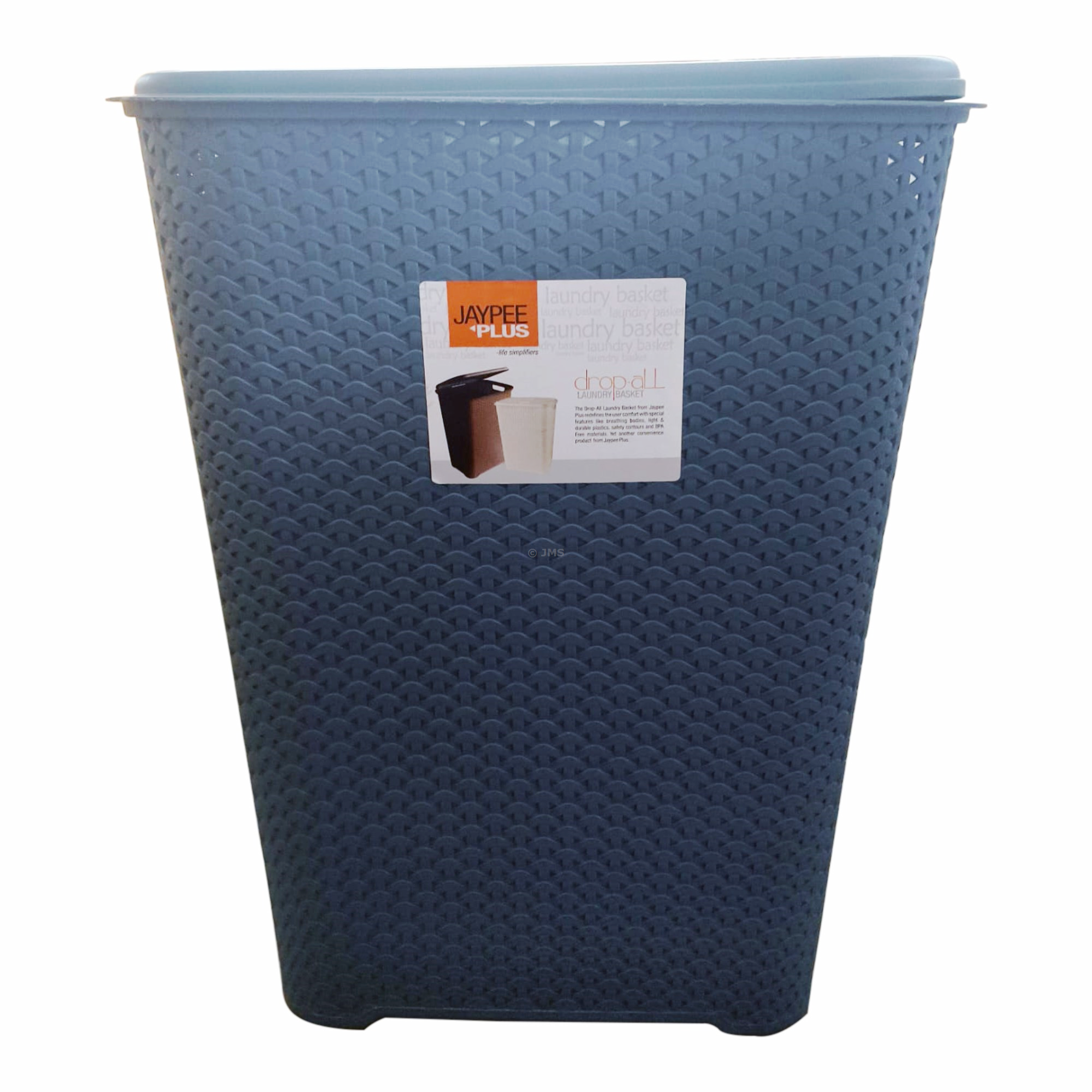 Drop All Large 65L Laundry Basket with Lid Plastic Washing Dirty Clothes Storage Linen Bin Tidy - Valley Blue